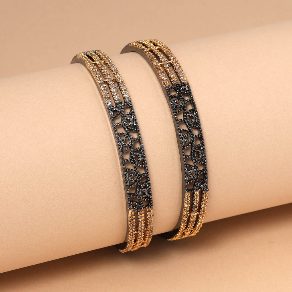 Black & Gold American Diamond Brass Bangle