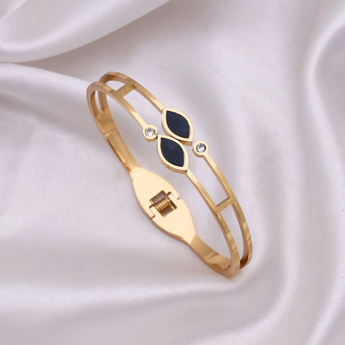 Black American Diamond Gold Plated Stainless Steel Bracelet