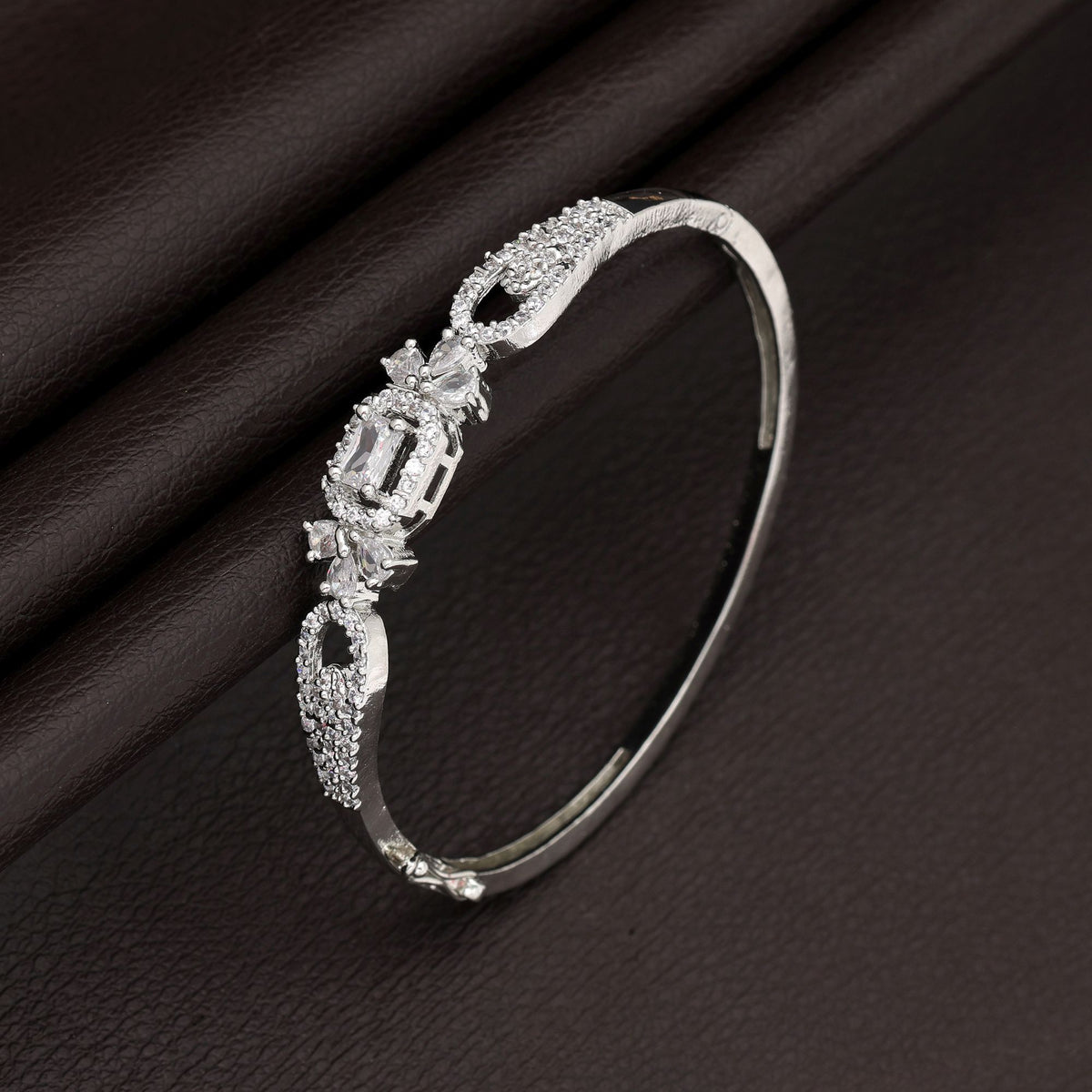 Silver American Diamond Brass Bracelet