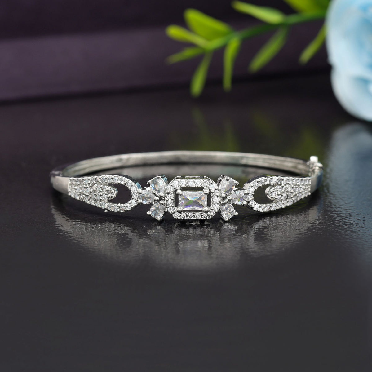 Silver American Diamond Brass Bracelet