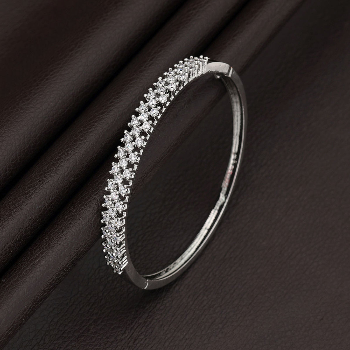 Silver American Diamond Silver Plated Brass Bracelet