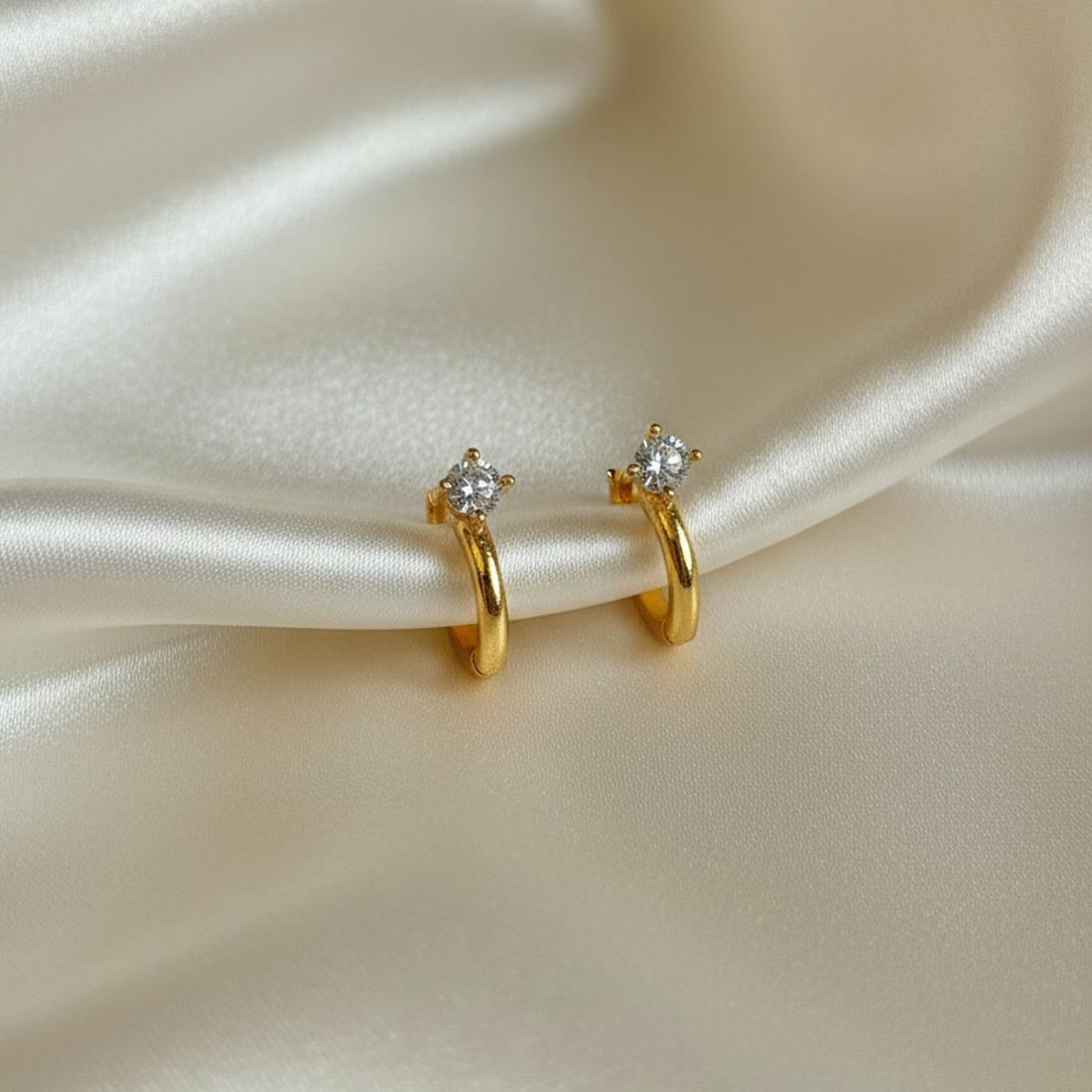 Gold Micro AD Alloy Clip-On Hoop Earrings
