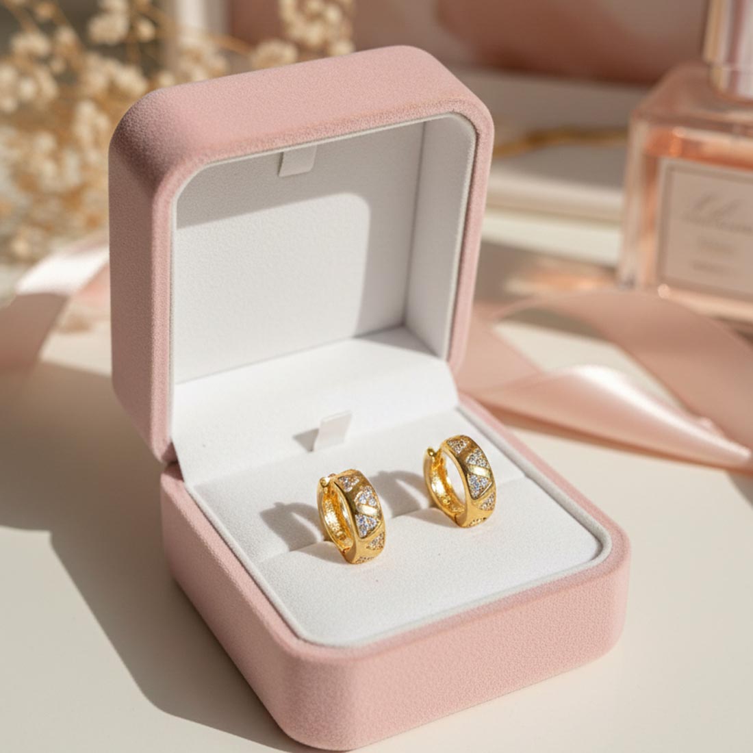 Gold Micro AD Clip-On Hoop Earrings