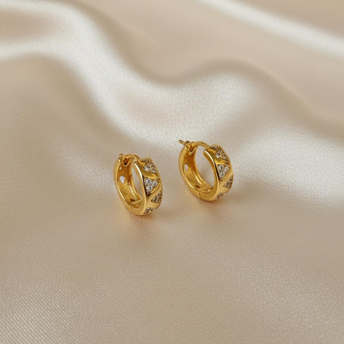 Gold Micro AD Clip-On Hoop Earrings