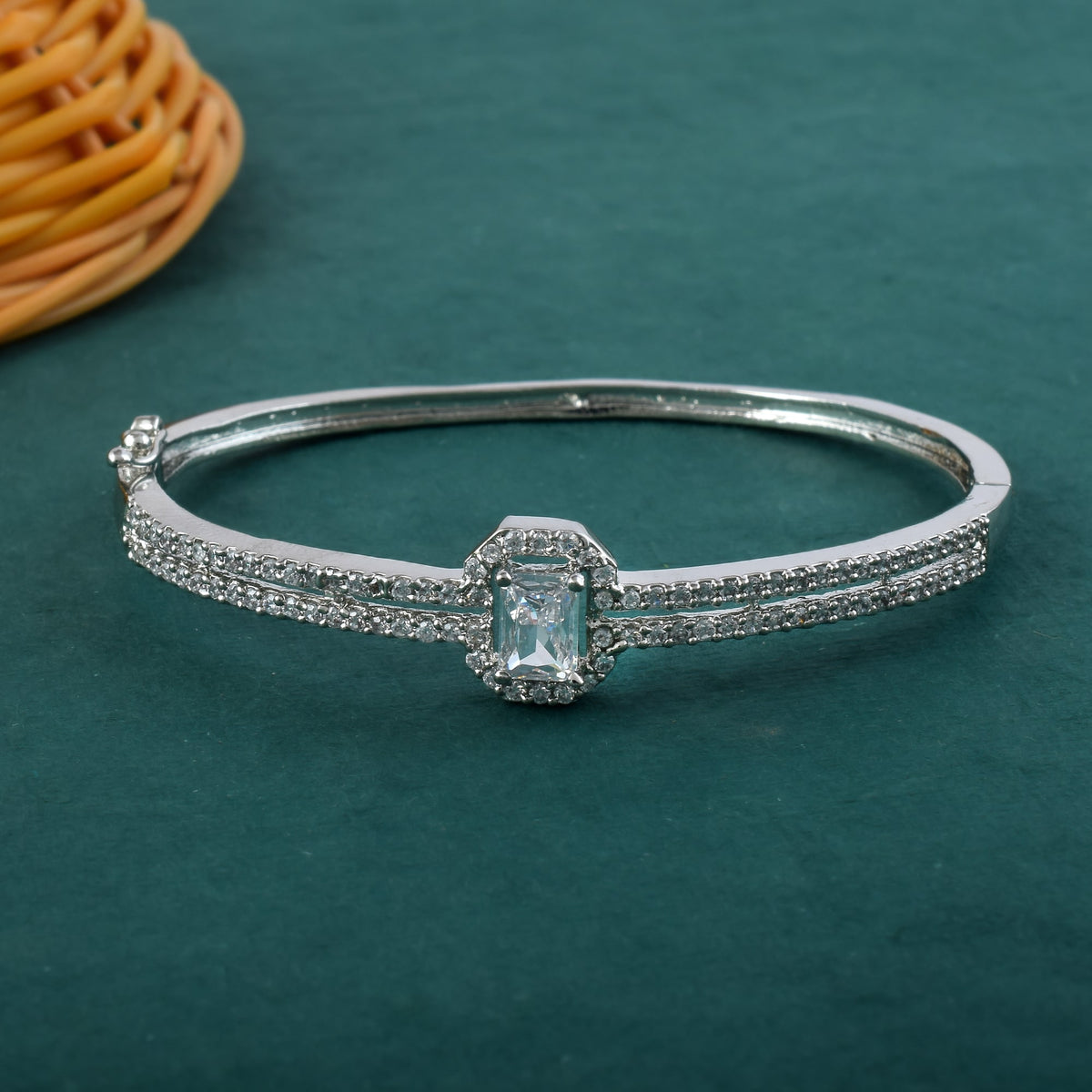 Elegant Silver Color American Diamond Bracelet Perfect For Party Outfits - Silver
