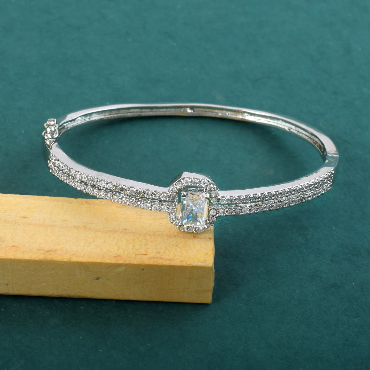 Elegant Silver Color American Diamond Bracelet Perfect For Party Outfits - Silver
