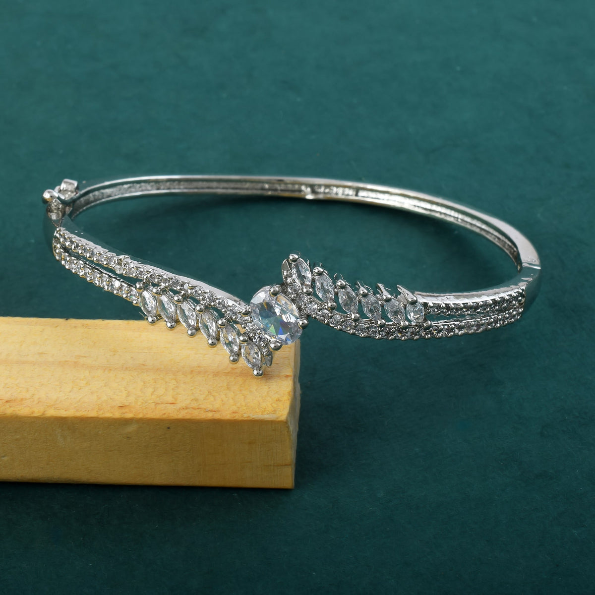 Silver American Diamond Silver Plated Brass Bracelet