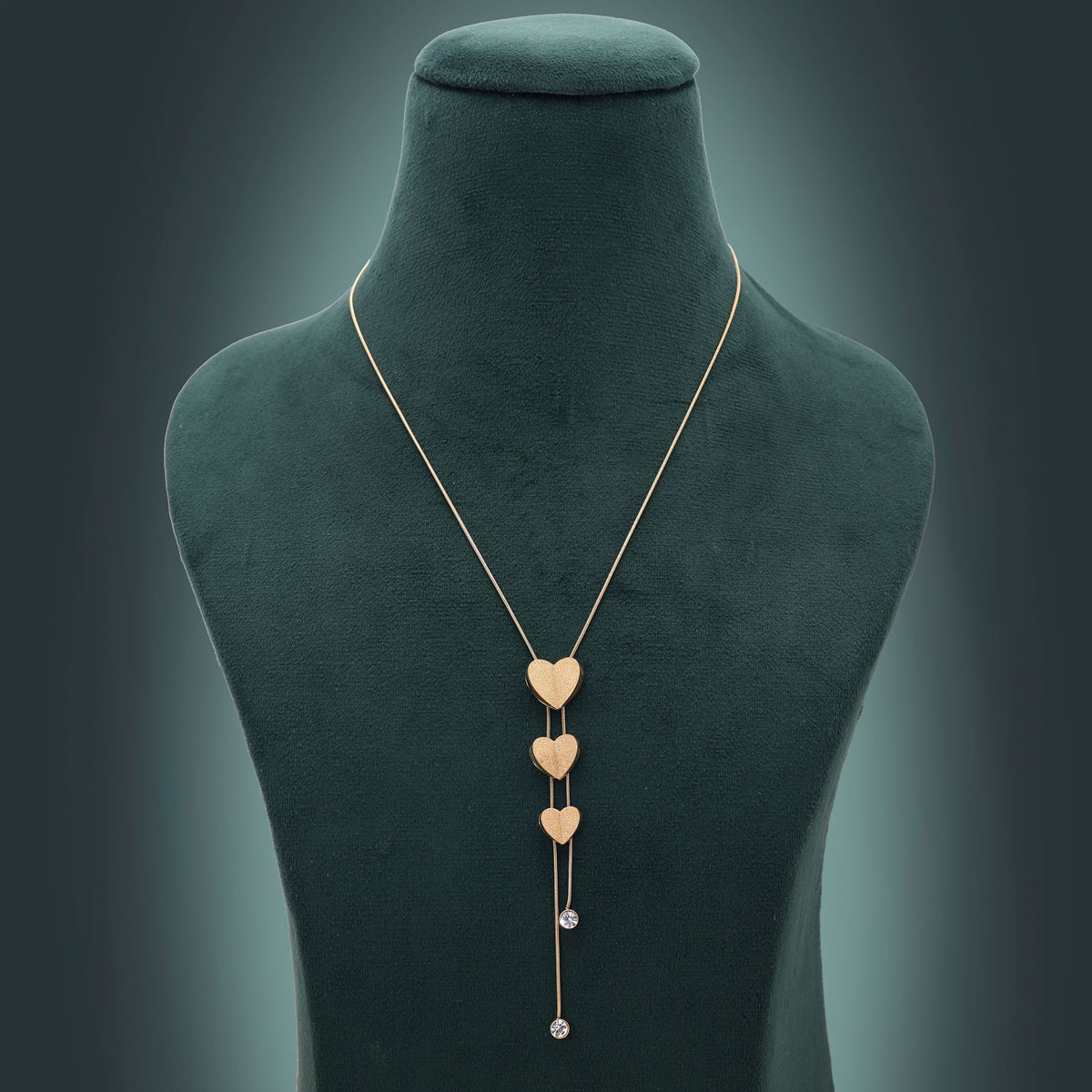 Gold Rhinestone Drop Necklace