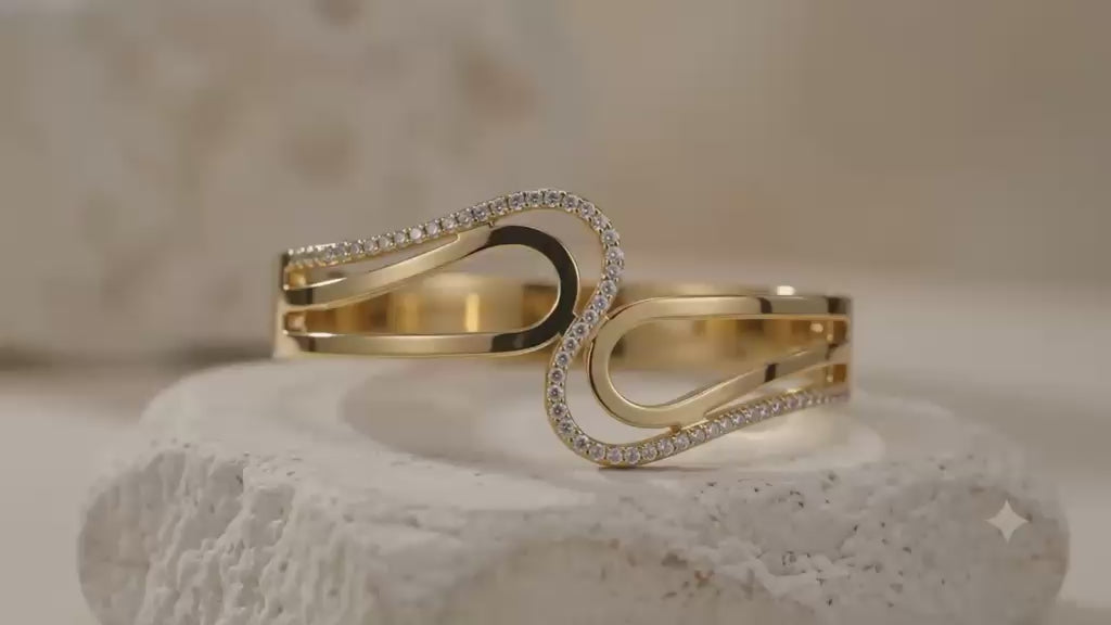Gold American Diamond Brass Bangle Bracelet – Size 2.6